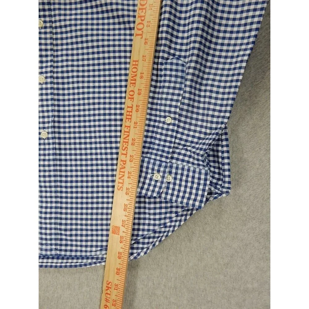 Ralph Lauren Blue and White Gingham Button-Down Dress Shirt